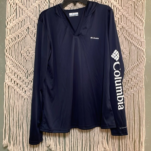 Navy Blue Columbia V-Neck Long Sleeve Top - Picture 1 of 4